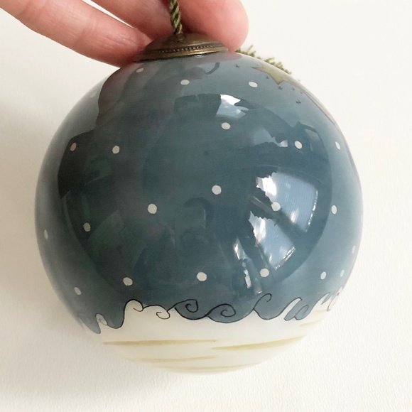 Ne'Qwa Art Glass HandPainted Globe Ornament Snowman Signed Diane Knott - Picture 6 of 9